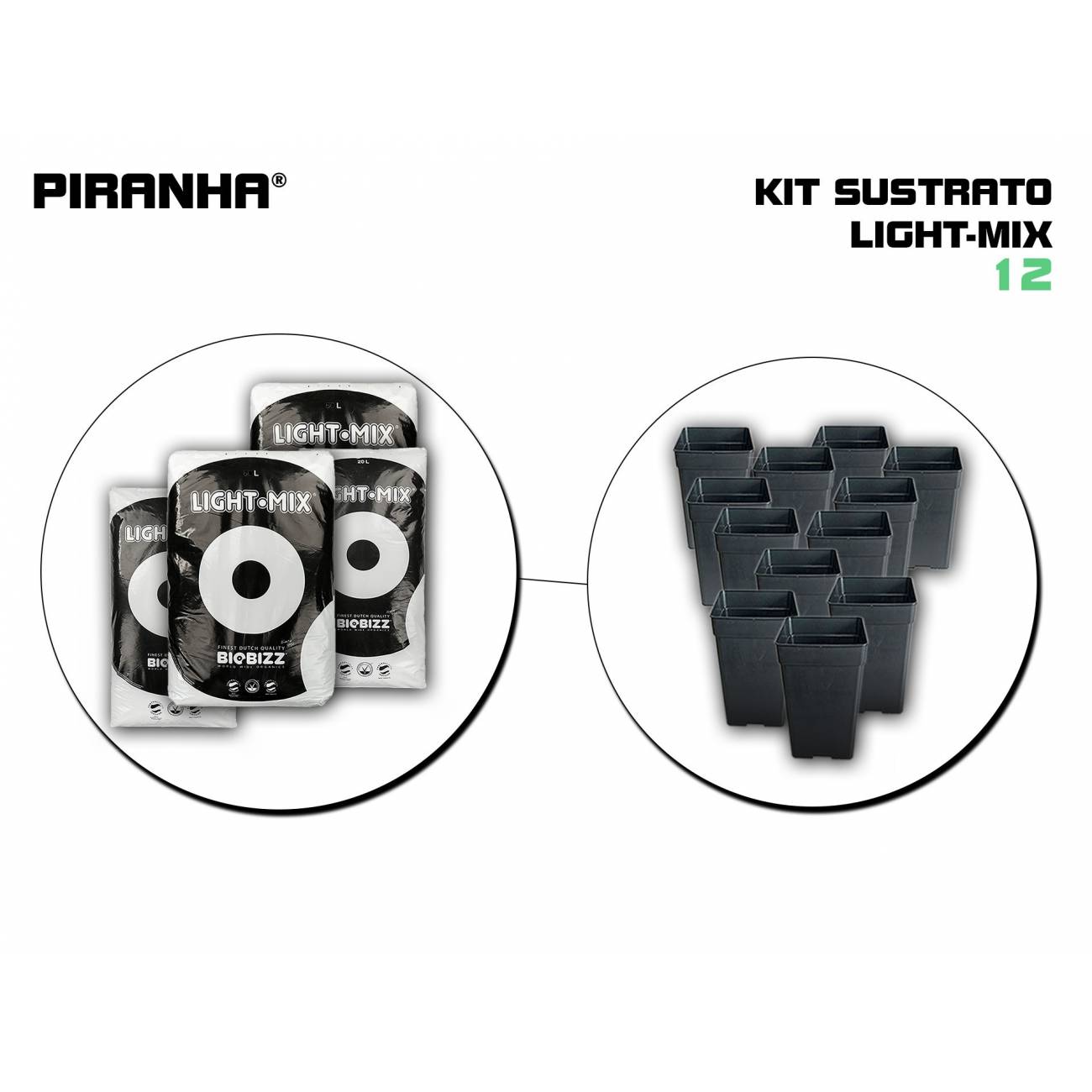 Kit Maceta Sustrato 12 Light Mix